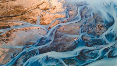 Water streams across desert