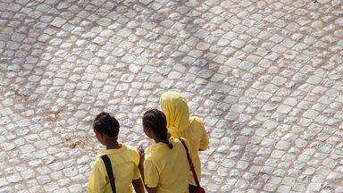 Girls walking to school in Ethiopia