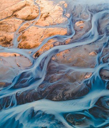 Water streams across desert