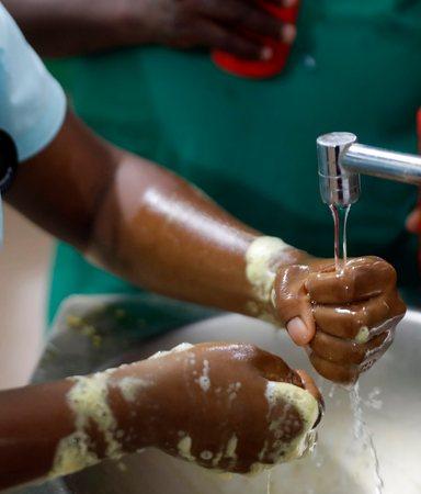 Nurse or doctor washing hands