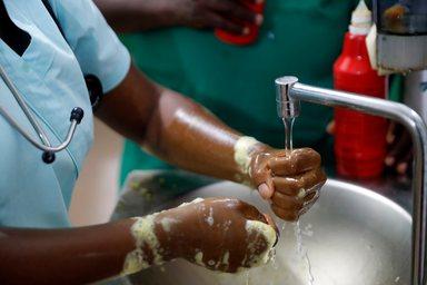 Nurse or doctor washing hands