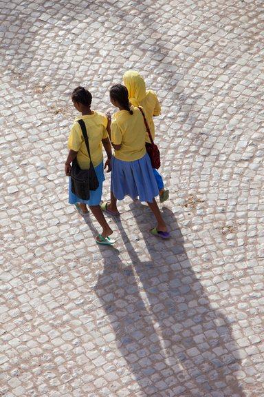 Girls walking to school in Ethiopia