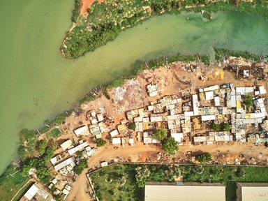 Aerial Drone view of niarela Quizambougou Niger Bamako Mali