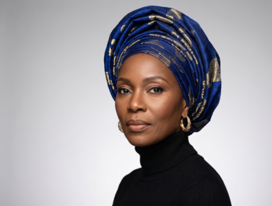 African woman looking confident into the camera