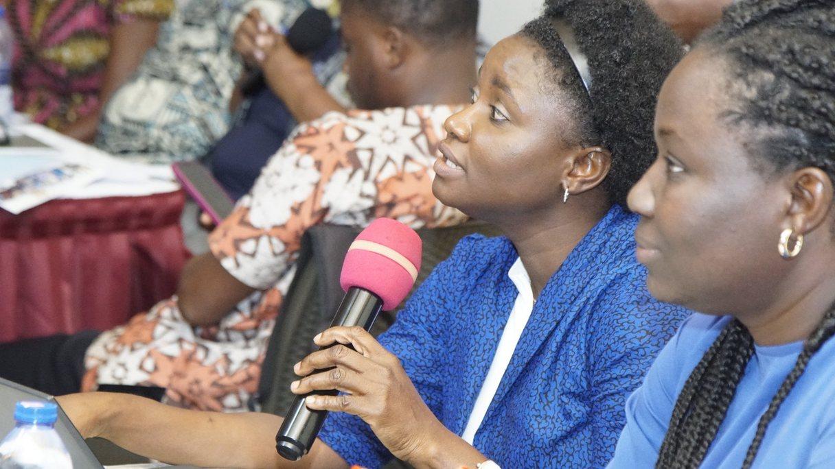 Patience Ampomah presents on behalf of NDPC