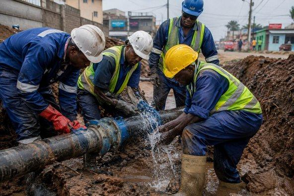 Technicians responding to a drinking water leak (OpenAI generated image)